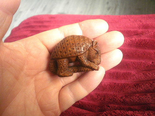 Hand carved wood netsuke - carved,