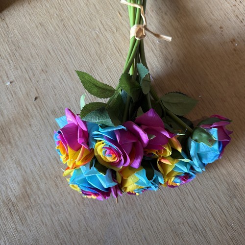 Silk flower rainbow rose - silk,