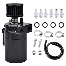 Universal Oil Catch Can Kit Breather Baffled Reservoir Tank 300ml w/ Hose