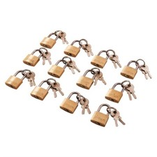 12 PACK OF 20mm BRASS PADLOCKS MINI PADLOCK SAFETY SECURITY LOCKER 2 KEYS AMTECH