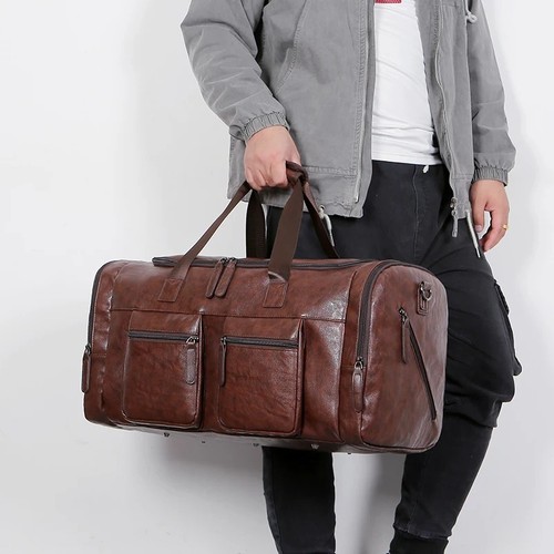 Vintage leather travel duffel - vintage,