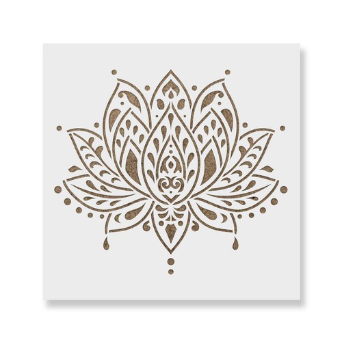 Sacred lotus flower stencil - stencil,