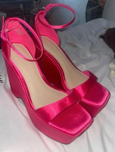 Hot pink satin - ankle, strap