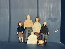 Dolls House Children's Porcelain Poseable Figures 5 Vintage 12th Scale