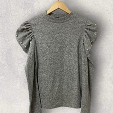 Zara Grey Pearl Puff Sleeve