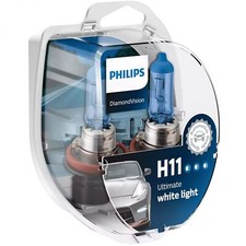 Philips Diamond Vision 5000K H11 Car Headlight Bulbs (Twin Pack of Bulbs)