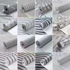 3D Damask Glitter Textured Wallpaper Silver Grey Wall Paper Roll Home Room Decor