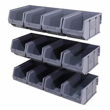 Size 3 Plastic Parts Storage Bins Boxes With Individual Steel Wall Hanging Rails