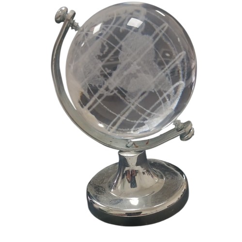 Mini glass world globe silver - mini,