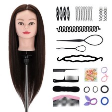 100% Real Hair Salon Training Head Manikin Hairdressing Styling Mannequin Doll