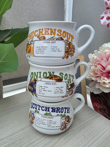 Vintage 1970s recipe soup mugs - vintage,