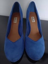 Clarks Court shoes size6. Real Suede. Cobalt Blue. Free p+p