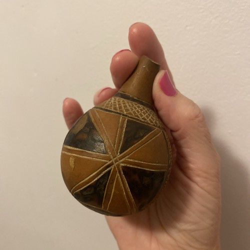 African vintage etched gourd - vintage,