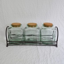 Vintage recycled glass jars - vintage, x3