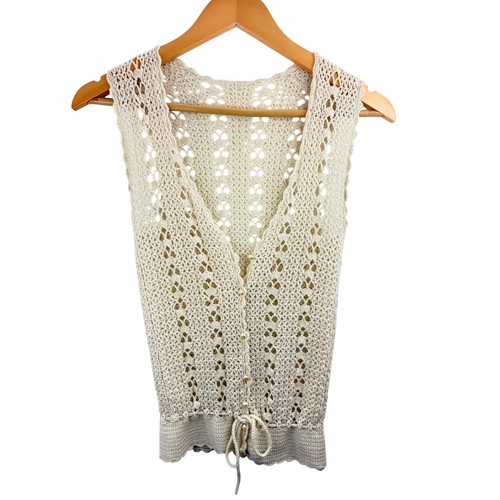 Boho crochet lace vest cream - crochet,