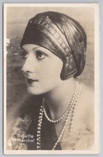 RPPC Arlette Marchal French Actress 1920s Turban & Pearls G.V. Ettore Italy