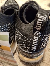 Juicy Couture Bellamy Embellished Sneakers Women Size 7.5 Crystal Bling Black