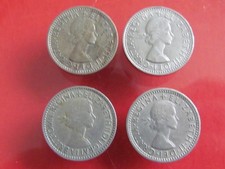 GREAT BRITAIN QUEEN ELIZABETH II ( 1953,1957,1963,1965 ) 4X6 PENCE RARE COINS