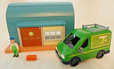 FIREMAN SAM - MIKE FLOOD FIGURE WITH MIKES WORKSHOP , WORKS VAN & TOOLBOX