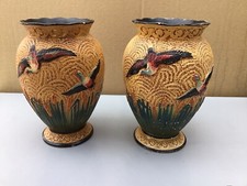 EARLY SYLVAC  SHAW & COPESTAKE   CELLULOSE  PAIR OF WILD DUCK VASES  MOULD  850