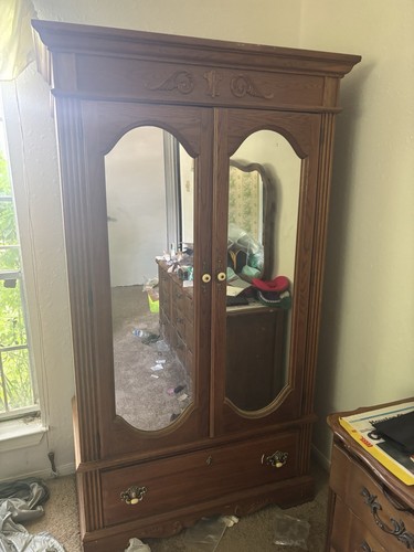 Antique wooden wardrobe with - antique,