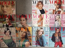 Vogue UK British magazine bundle lot x11 2014 - Kate Moss Upton Cara