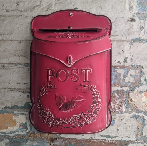 New red metal tin shabby - tin, chic