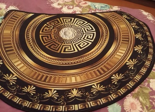 Round black gold greek key - black, &