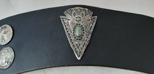 Native American Bow Guard in black. leather and silver