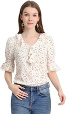 Women's Ruffle V Neck Half