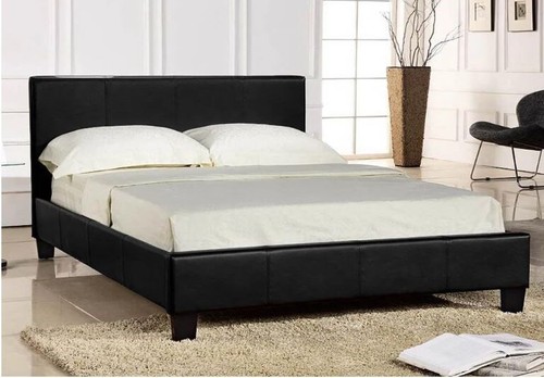 Faux leather bed black - leather, or