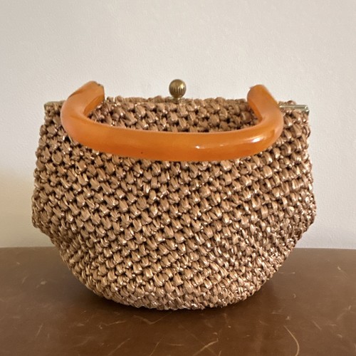 Crochet straw bag purse - straw, bag/purse
