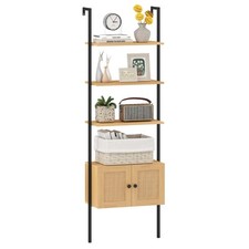 COSTWAY 5-Tier Ladder Bookcase 184CM Tall Wall-Mounted Bookshelf-Natural