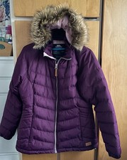Ladies Purple Trespass Waterproof/Windproof Padded Hooded Puffer Jacket L/ 14-16