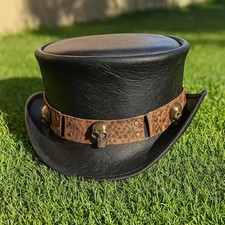 Handmade Black Leather Top Hat