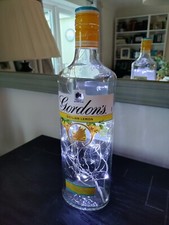Upcycled Gordon's Gin Bottle - light up lamp Led battery operated String Lights