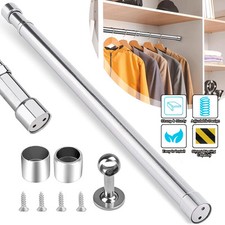88-160cm Extendable Stainless Steel Wardrobe Rail Closet Clothes Hanging Rod UK
