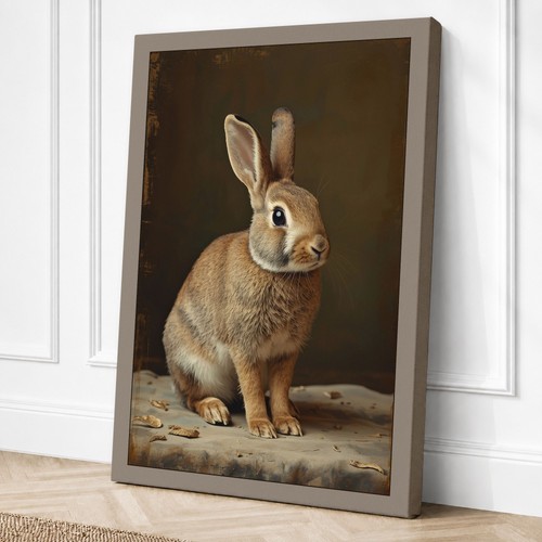 Alert rabbit portrait modern - rabbit,