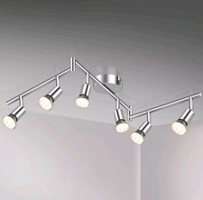 6 Way Ceiling Spot Light LED GU10 Adjustable Kitchen Spotlight Bar Lamp No Bulbs