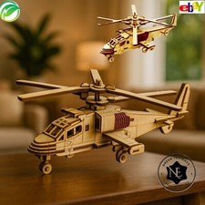 3D Wooden Helicopter  E100