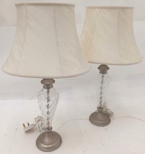ENDON Pair Of Decorative Spiral Glass End Table Lamps w/ Cream Shades (LS9 OSE)