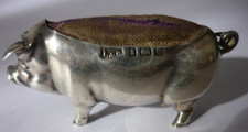 Antique Hallmarked 1904 Levi & Salaman Sterling Silver Pig Pin Cushion