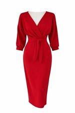 Boohoo Red Wrap Midi Dress