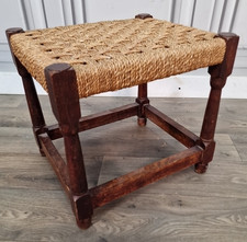 Antique Rush Foot Stool - Oak