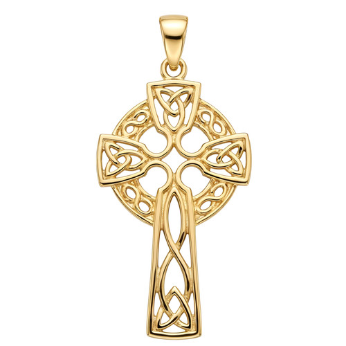 Solid 9ct gold celtic cross - solid,