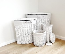 White wicker corner laundry - corner,