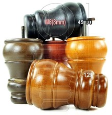 4 Turned Wood Furniture Chair Legs M8 Replacement Sofa Settee Feet 125mm High