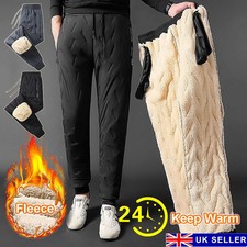 Mens Winter Fleece Lined Waterproof Thermal Trouser Athletic Joggers Warm Pants