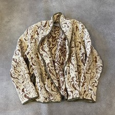 Flashback Brocade Tapestry Jacket Womens Medium Thick Cotton Filigree Coat Brown