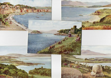 5 VINTAGE ART postcards:  OBAN SCOTLAND by BRIAN GERALD